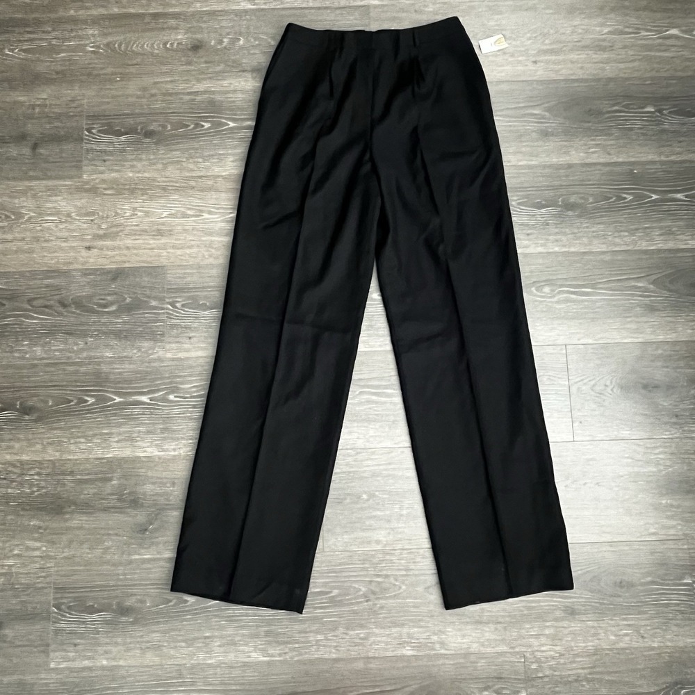 Vtg Talbots Wool Trouser Pants Womens Sz 10 Long Black Minimalistic Office Italy